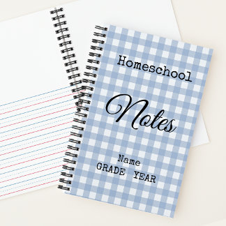 Homeschool Lt. Blau Gingham Rückkehr zur Schule Sp Notizblock