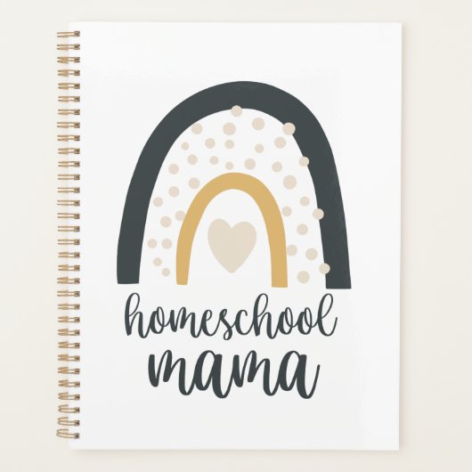 Homeschool Mama Boho Rainbow Heart Planer (Vorderseite)