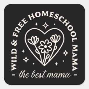 Homeschool Mama Homeschooler lustige Zitate schwar Quadratischer Aufkleber
