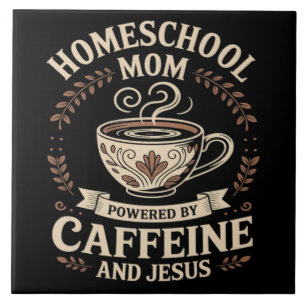 Homeschool-Mutter, angetrieben von Koffein und Jes Fliese