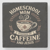Homeschool-Mutter, angetrieben von Koffein und Jes Steinuntersetzer (Vorderseite)