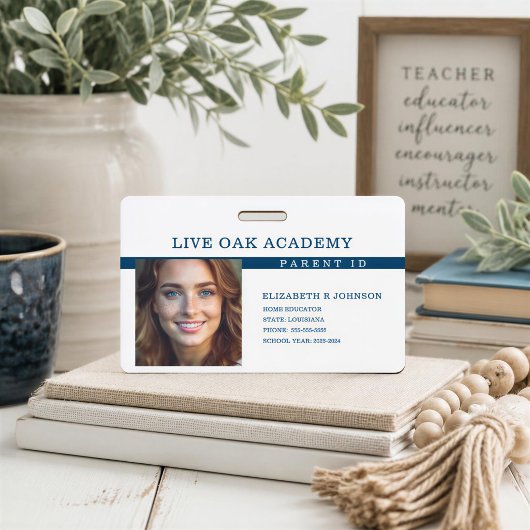 Homeschool Parent ID Abzeichen | Classic Blue Ausweis