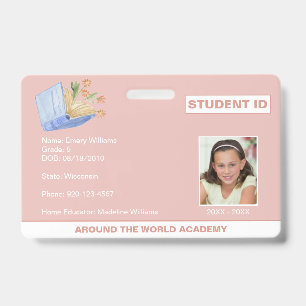 Homeschool-Schüler-ID-Buch-Design-Abzeichen Ausweis