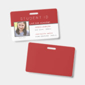Homeschool Student ID Abzeichen - Modern Red Ausweis (Vorder- & Rückseite)