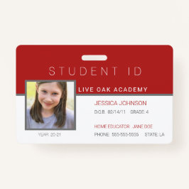 Homeschool Student ID Abzeichen - Modern Red Ausweis