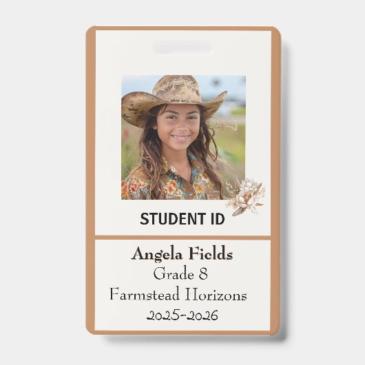 Homeschool Student Id Abzeichen Rustic Boho Ausweis (Vorderseite)