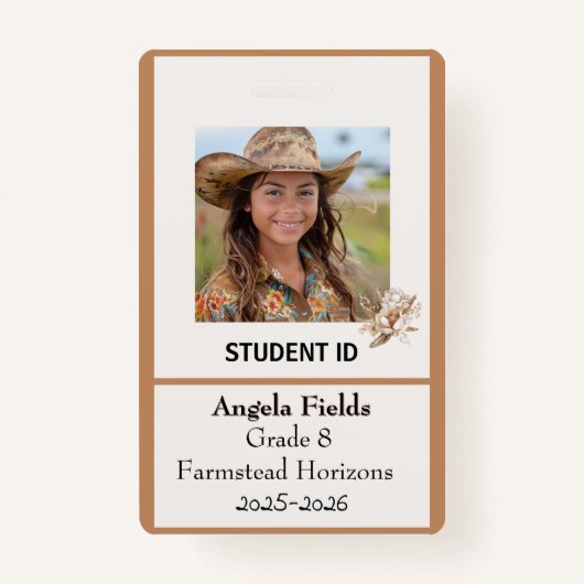 Homeschool Student Id Abzeichen Rustic Boho Ausweis (Vorderseite)