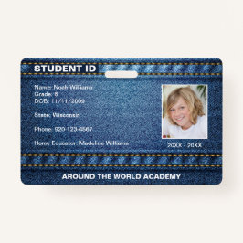 Homeschool Student ID Denim Jean Ausweis