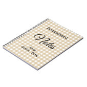 Homeschool Tan Gingham Muster Zurück zur Schule Notizblock (Linke Seite)