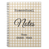 Homeschool Tan Gingham Muster Zurück zur Schule Notizblock (Vorderseite)