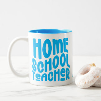 Homeschool Teacher | Blue Typography Zweifarbige Tasse