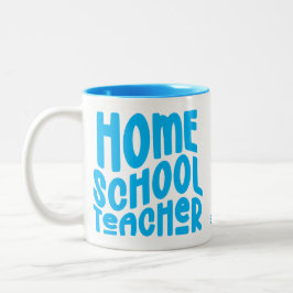 Homeschool Teacher | Blue Typography Zweifarbige Tasse