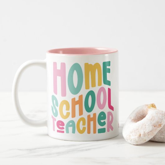 Homeschool Teacher Colorful Text Zweifarbige Tasse (Mit Donut)