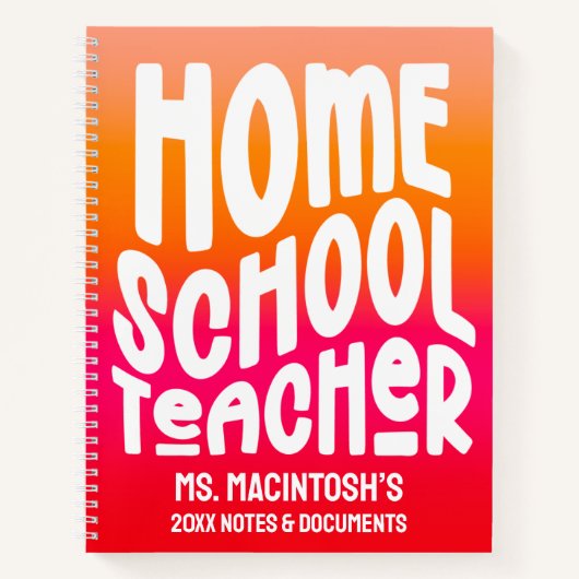 Homeschool Teacher Orange Red Ombre Notizblock (Vorderseite)