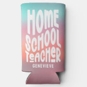 Homeschool Teacher | Pink Aqua Ombre Selters Dosenkühler (Rückseite)