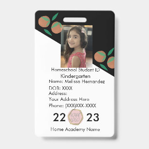 Homeschooling-Schul-ID-Orangen-Fotoabzeichen Ausweis