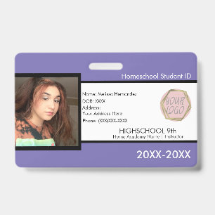 Homeschooling-Schul-ID-Purple-Abzeichen Ausweis