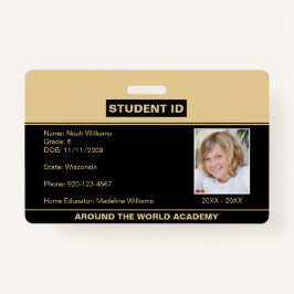 Homeschoor Student ID Abzeichen Black Gold Ausweis
