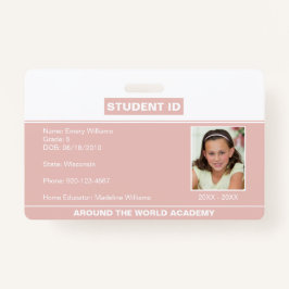 Homeschoor Student ID Abzeichen Rose Gold Ausweis