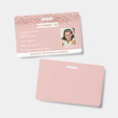 Homeschoor Student ID Rose Gold Glitzer Abzeichen Ausweis (Vorder- & Rückseite)