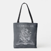 Homeschoschule Name Minimalistisch Blumenbuch Tasche (Rückseite)