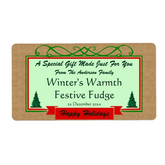 Homespun Burlap mit Holiday Trees Gerahmtes Gesche (Vorne)