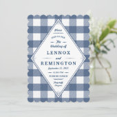 Homespun Gingham Wedding Einladung (Stehend Vorderseite)