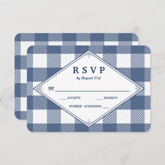 Homespun Gingham Wedding RSVP Card (Vorne/Hinten)