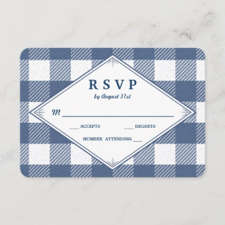 Homespun Gingham Wedding RSVP Card Karte