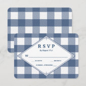Homespun Gingham Wedding RSVP Card Karte (Vorne/Hinten)