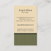 Homespun Gingham Willow Tree Primitive Country Visitenkarte (Rückseite)