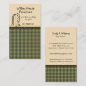 Homespun Gingham Willow Tree Primitive Country Visitenkarte (Vorne/Hinten)