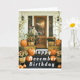 HOMESPUN GREETING *GLÜCKLICH NOVEMBER BIRTHDAY* KA KARTE