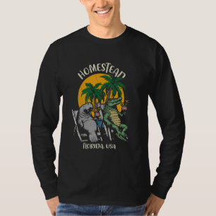Homestead Florida USA Funny Manatee Alligator Desi T-Shirt