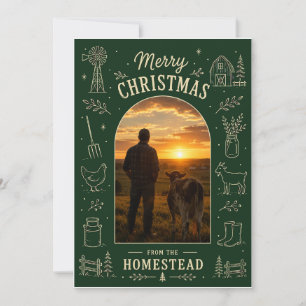 Homestead Frohe Weihnachten Farm Fotokarte