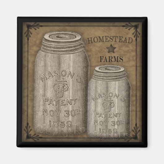 Homestead Primitive Canning Jar Magnet (Vorne)