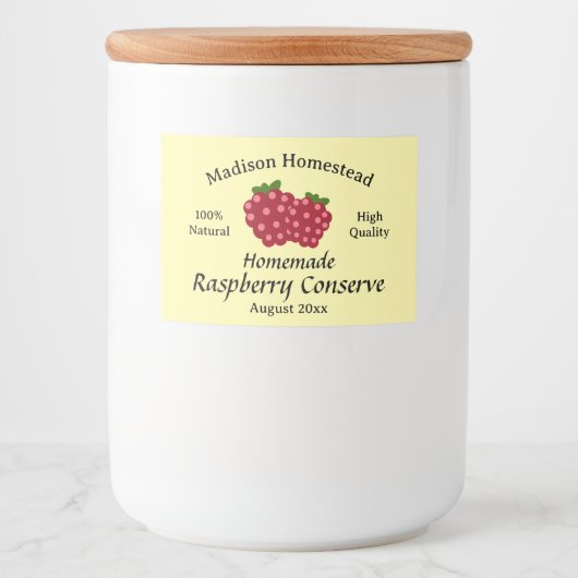 Homestead Raspberry Conserve Jelly Jam Template Lebensmitteletikett (Vorderseite)