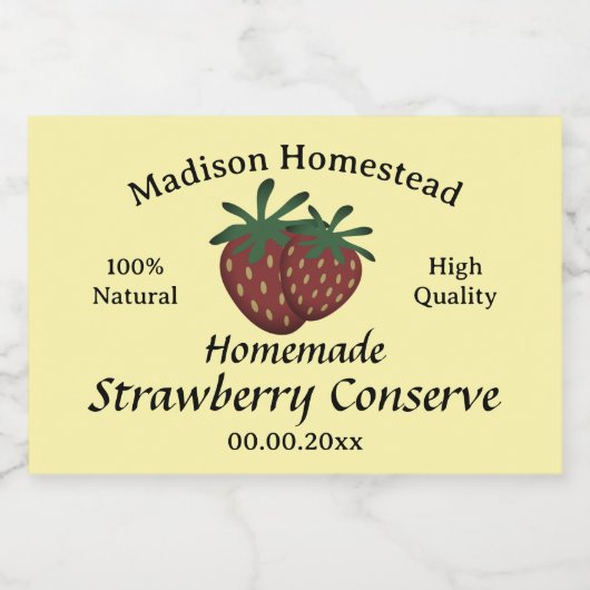 Homestead Strawberry Conserve Jelly Vorlage Lebensmitteletikett (Einzelnes Label)
