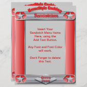 Homestyle Cooking SANDWICHES Menü Einfügen (Vorne/Hinten)