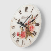 Hometime Old Style | Antike Rote Rosen | Retro Rom Große Wanduhr (Winkel)
