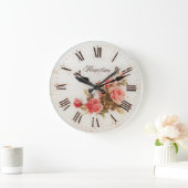 Hometime Old Style | Antike Rote Rosen | Retro Rom Große Wanduhr (Zuhause)