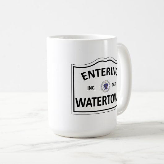 Hometown-Masse MA Townie WATERTOWNS MASSACHUSETTS Kaffeetasse (VorderseiteRechts)