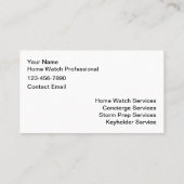 Homewatch & Concierge Services Visitenkarte (Rückseite)