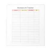 Homework Trackernotepad Notizblock (Vorderseite)