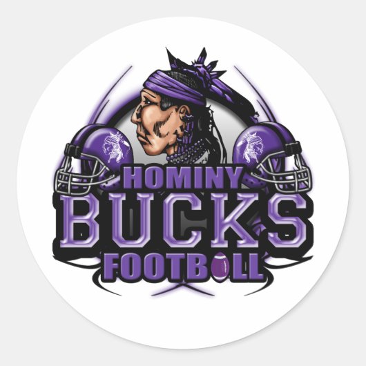 Hominy Bucks Football (Stamm) Runder Aufkleber (Vorderseite)
