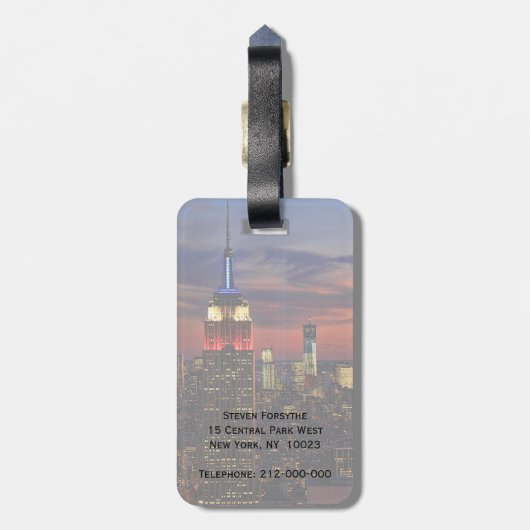 Hommage in Light Sept 11, World Trade Center ESB # Gepäckanhänger (Rückseite vertikal)