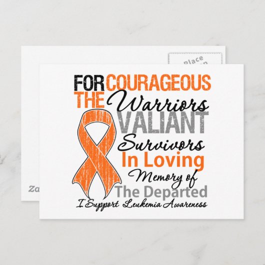 Hommage Support Leukemia Awareness Postkarte (Vorne/Hinten)
