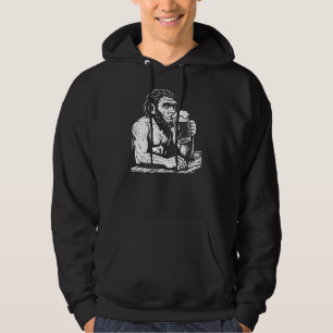 Homo erectus trinkt Bier in der Kneipe Hoodie