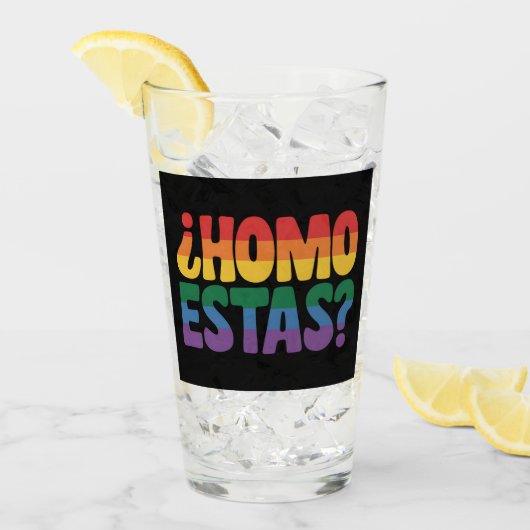 Homo Estas Funny Spanish Mexican Gay Ally LGBTQ Glas (Vorderseite Ice)