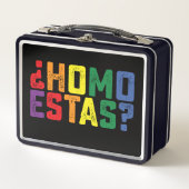 Homo Estas Spanish Mexican Funny Gay Pride LGBTQ Metall Brotdose (Vorderseite)